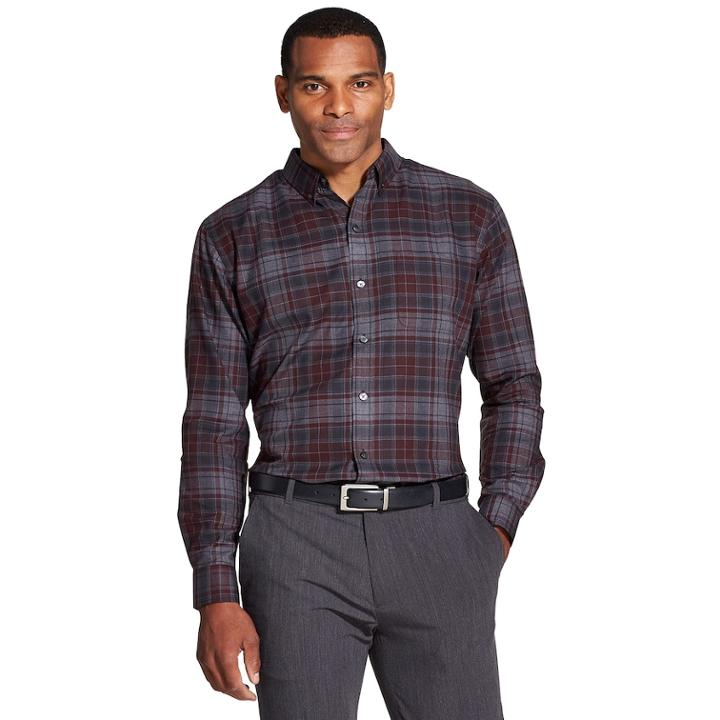 Men's Van Heusen Flex Classic-fit Non-iron Stretch Button-down Shirt, Size: Xl, Red