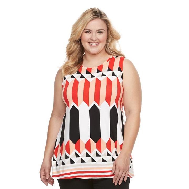 Plus Size Women's Croft & Barrow&reg; Scoopneck Trapeze Tank, Size: 2xl, Brt Red