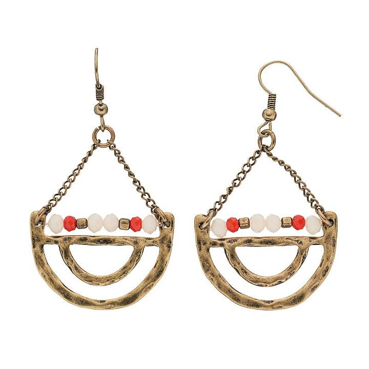 Gs By Gemma Simone Beaded Crescent Drop Earrings, Women's, Pink
