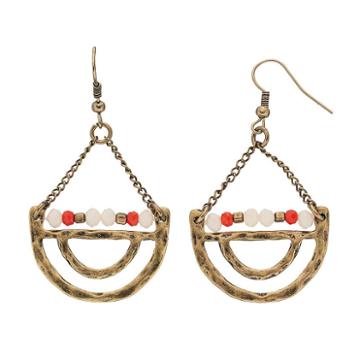 Gs By Gemma Simone Beaded Crescent Drop Earrings, Women's, Pink