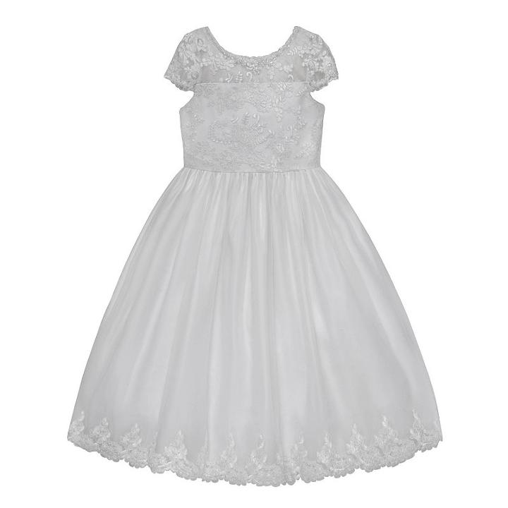 Girls 7-12 American Princess Cap Sleeve Embroidered Communion Dress, Girl's, Size: 8, White