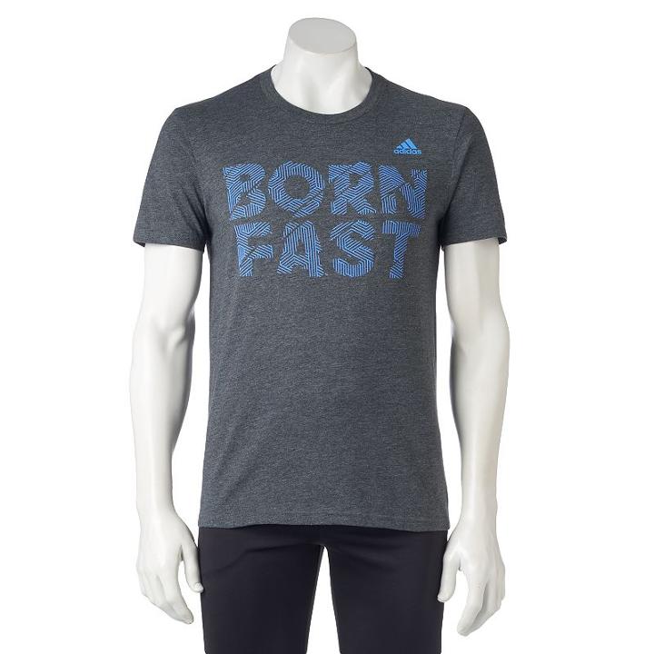 Men's Adidas Born Fast Graphic Performance Tee, Size: Medium, Dark Grey