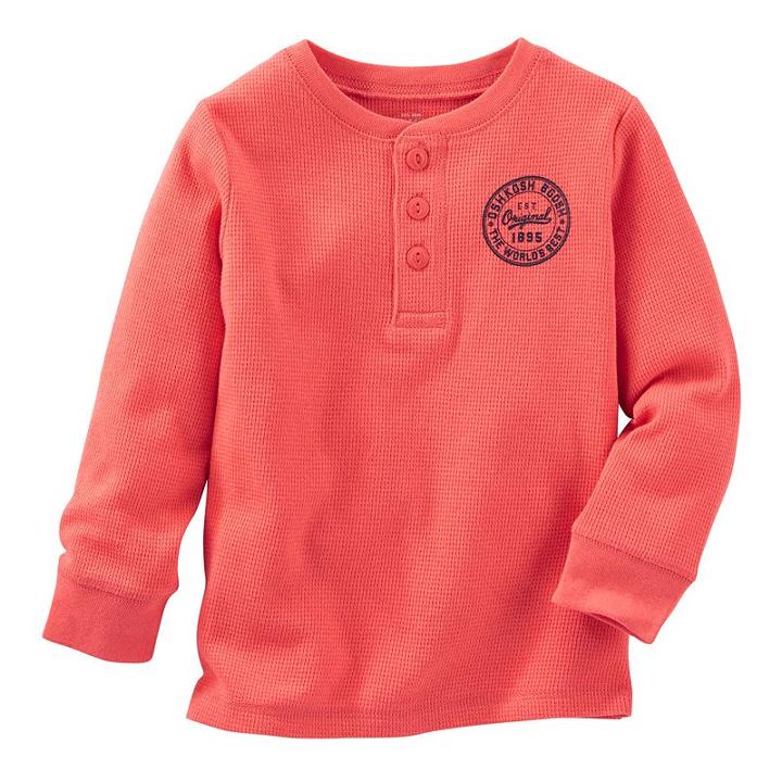 Boys 4-8 Oshkosh B'gosh&reg; Chest Graphic Solid Thermal Henley Tee, Boy's, Size: 7x, Orange