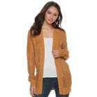 Juniors' So&reg; Open-stitch Cardigan Sweater, Teens, Size: Small, Gold