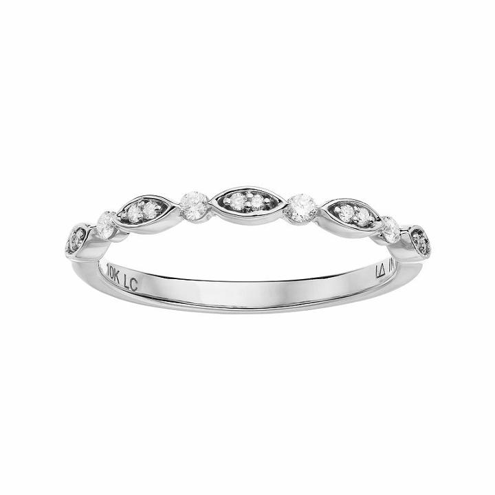 Lc Lauren Conrad 10k Gold 1/8 Carat T.w. Diamond Marquise Ring, Women's, White