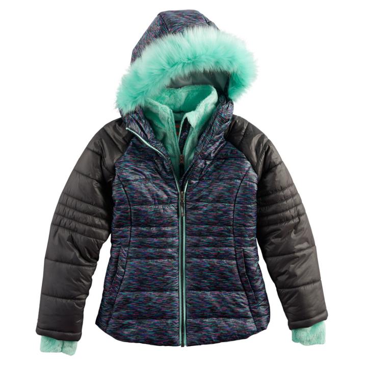Girls 4-16 Free Country Boarder Heavyweight Jacket, Size: 5-6, Dark Grey