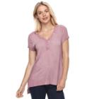 Juniors' Cloud Chaser Grommet Henley Top, Teens, Size: Xl, Purple Oth