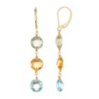 14k Gold Gemstone Linear Drop Earrings, Women's, Multicolor