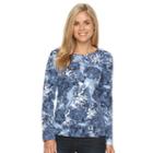 Petite Croft & Barrow&reg; Classic Crewneck Tee, Women's, Size: L Petite, Blue (navy)