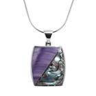 Sterling Silver Abalone Rectangle Pendant, Women's, Grey