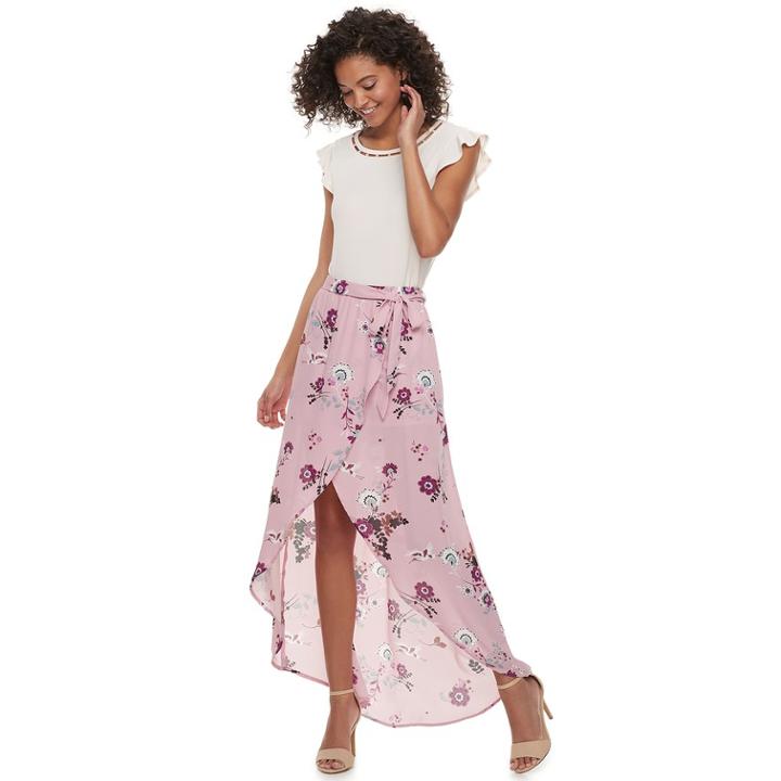 Juniors' Candie's&reg; Floral Maxi Romper, Teens, Size: Xl, Pink