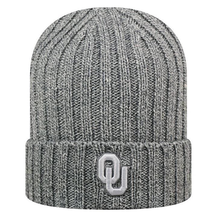Adult Top Of The World Oklahoma Sooners Two Below Beanie, Med Grey