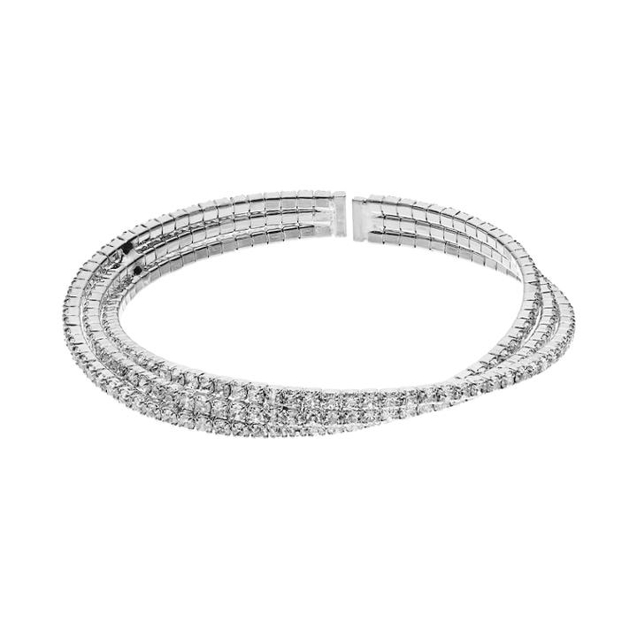 Crystal Avenue Crisscross Cuff Bracelet, Women's, Size: 7.25, Grey