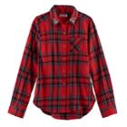 Girls 7-16 & Plus Size So&reg; Button-down Metallic Plaid Shirt, Size: 12 1/2, Med Red