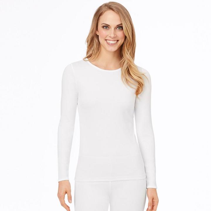 Plus Size Cuddl Duds Climatesmart Crewneck Top, Women's, Size: 2xl, White