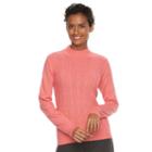 Women's Napa Valley Cable-knit Mockneck Sweater, Size: Large, Med Pink
