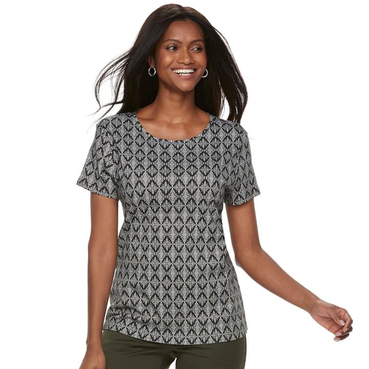 Women's Croft & Barrow&reg; Essential Classic Crewneck Tee, Size: Xl, Black