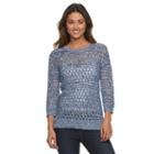 Women's Croft & Barrow&reg; Open-work High-low Sweater, Size: Xs, Blue