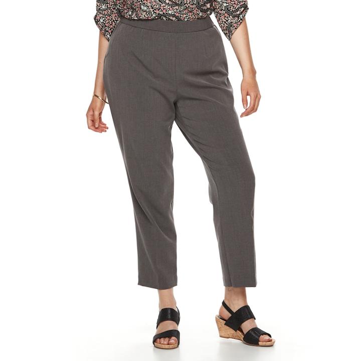 Plus Size Croft & Barrow&reg; Polished Pull-on Pants, Women's, Size: 24w Short, Grey