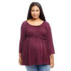Plus Size Maternity Oh Baby By Motherhood&trade; Lace Raglan Tunic Top, Women's, Size: 1xl, Purple