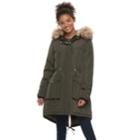 Madden Nyc Juniors' Faux-fur Hood Anorak Jacket, Teens, Size: Large, Lt Green