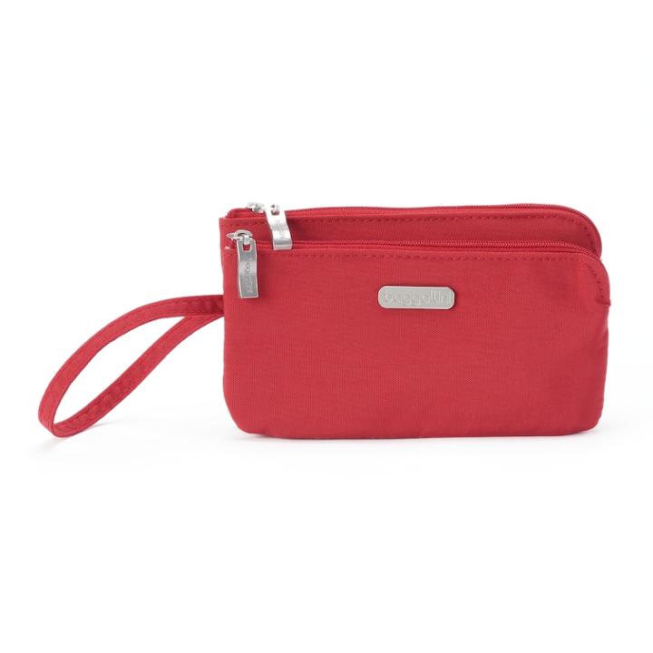 Women's Baggallini Rfid Blocking Double Zip Wristlet, Med Red