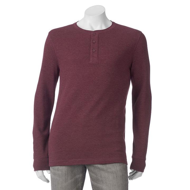 Men's Sonoma Goods For Life&trade; Heathered Thermal Henley, Size: Large, Dark Red
