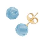 14k Gold Blue Topaz Ball Stud Earrings, Women's