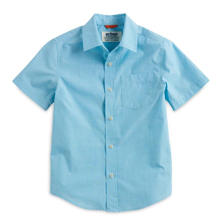 Boys 8-20 Urban Pipeline&reg; Max Wear Textured Button-down Shirt, Size: Medium, Turquoise/blue (turq/aqua)