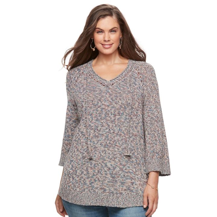 Plus Size Sonoma Goods For Life™ Pointelle Sweater, Women's, Size: 3xl, Turquoise/blue (turq/aqua)