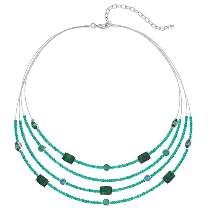 Napier Filigree Green Bead Multi Strand Necklace, Women's