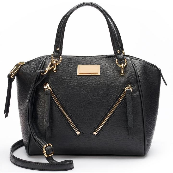 Juicy Couture Diagonal Zipper Satchel, Women's, Black