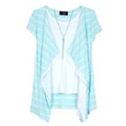 Girls 7-16 Iz Amy Byer Striped Waffle Knit Cozy Top With Necklace, Girl's, Size: Large, Lt Green