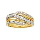 1/10 Carat T.w. Diamond 14k Gold Vermeil Wave Ring, Women's, Size: 7, White