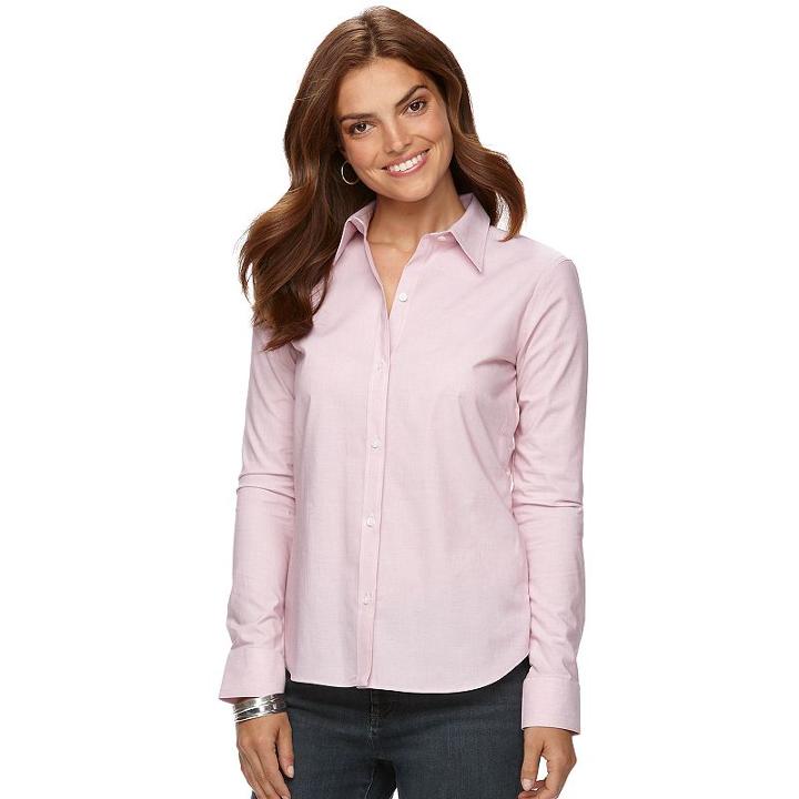 Women's Chaps No Iron Shirt, Size: Xs, Pink