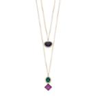 Chaps Nickel Free Double Drop Pendant Necklace, Women's, Multicolor