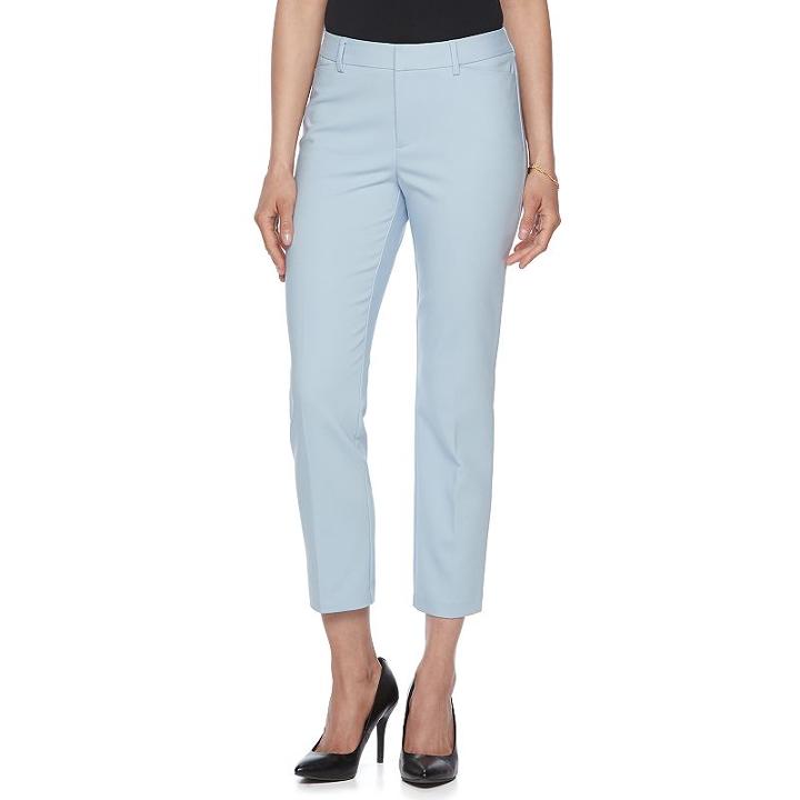 Women's Elle&trade; Solid Ankle Skinny Pants, Size: 8, Light Blue