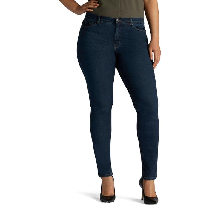 Plus Size Lee Rebound Slim Fit Skinny Jeans, Women's, Size: 18w Short, Dark Blue