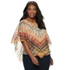 Plus Size World Unity Printed Popover Top, Women's, Size: 2xl, Orange