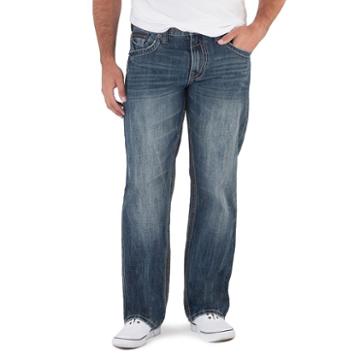 Men's Axe & Crown Relaxed Straight Jeans, Size: 34x32, Dark Blue