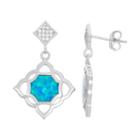 Lab-created Blue Opal & Cubic Zirconia Sterling Silver Openwork Drop Earrings, Women's