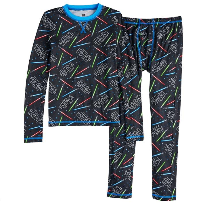 Boys 4-18 Cuddl Duds Star War Climatesmart 2-piece Baselayer Set, Size: 6-7, Black