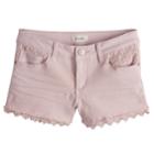 Girls 7-16 & Plus Size Mudd&reg; Crochet Trim Denim Shorts, Size: 10, Light Pink