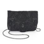 Lenore By La Regale Art Deco Beaded Flap Envelope Clutch, Women's, Black