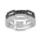 1/8 Carat T.w. Black & White Diamond Sterling Silver Chain Link Ring Set, Women's, Size: 6