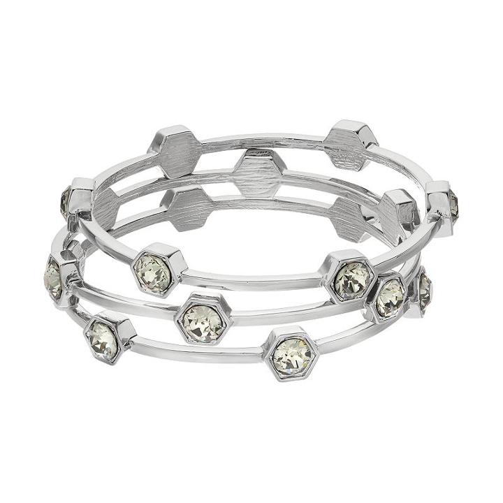 Coco Lane Hexagon Bangle Bracelet Set, Women's, Grey