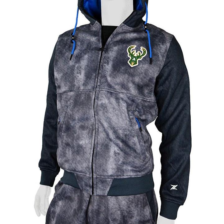 Men's Zipway Milwaukee Bucks Denim Effect Fleece Hoodie, Size: Large, Ovrfl Oth