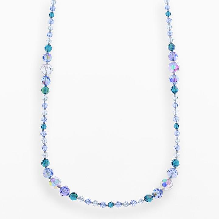 Crystal Avenue Silver-plated Crystal Long Station Necklace - Made With Swarovski Crystals, Women's, Size: 30, Blue