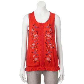 Juniors' Live To Be Spoiled Floral Banded Hem Tank, Girl's, Size: Medium, Red