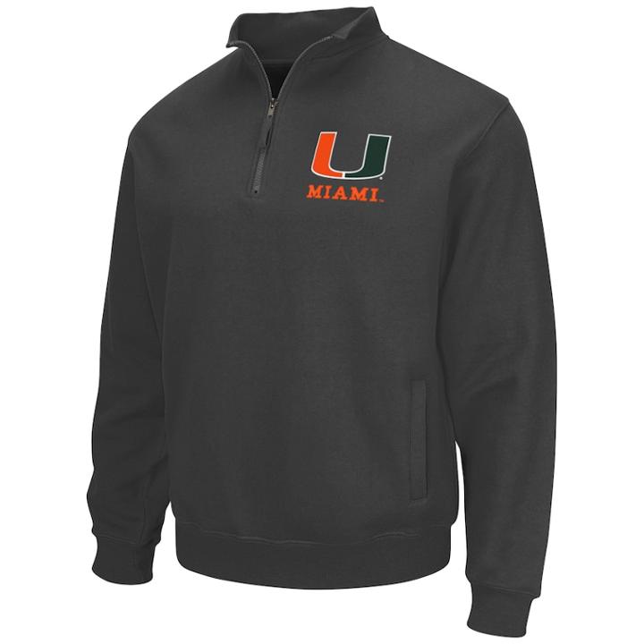 Men's Miami Hurricanes Fleece Pullover, Size: Large, Dark Grey